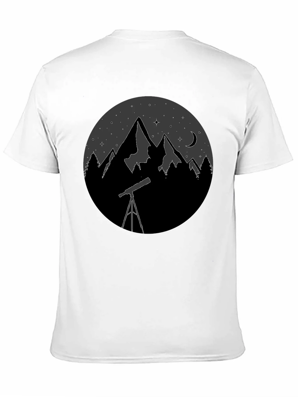 Night Sky Telescope Mountain Graphic Tee
