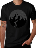 Night Sky Telescope Mountain Graphic Tee