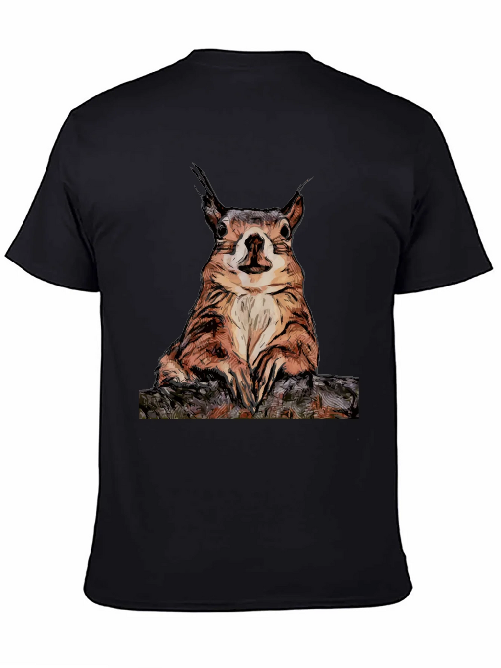 Squirrel Graphic Tee - Black Cotton T-Shirt