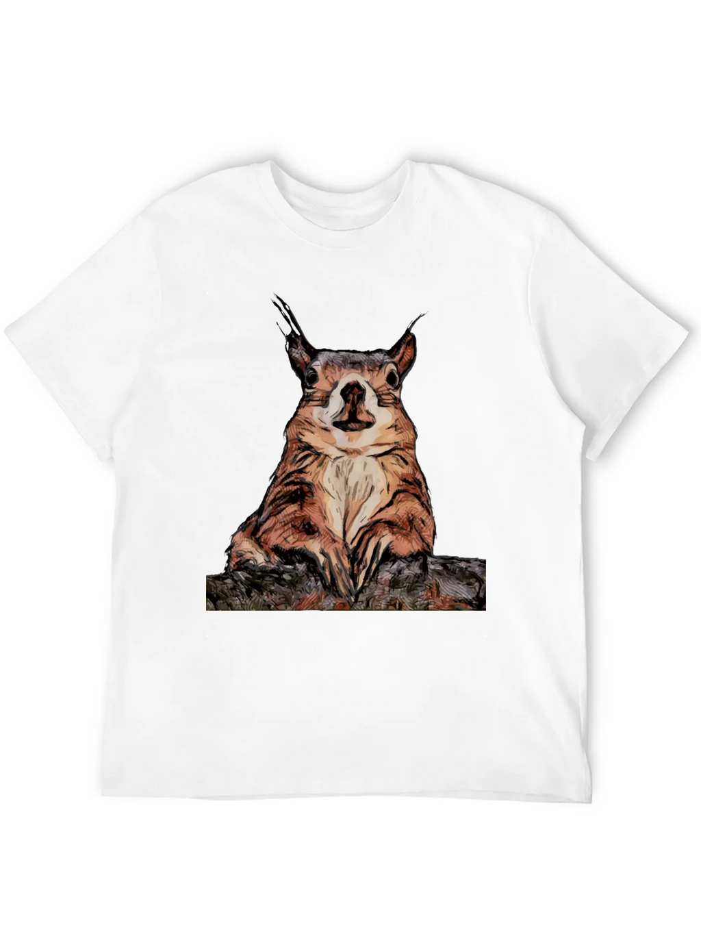 Squirrel Graphic Tee - Black Cotton T-Shirt