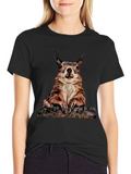 Squirrel Graphic Tee - Black Cotton T-Shirt