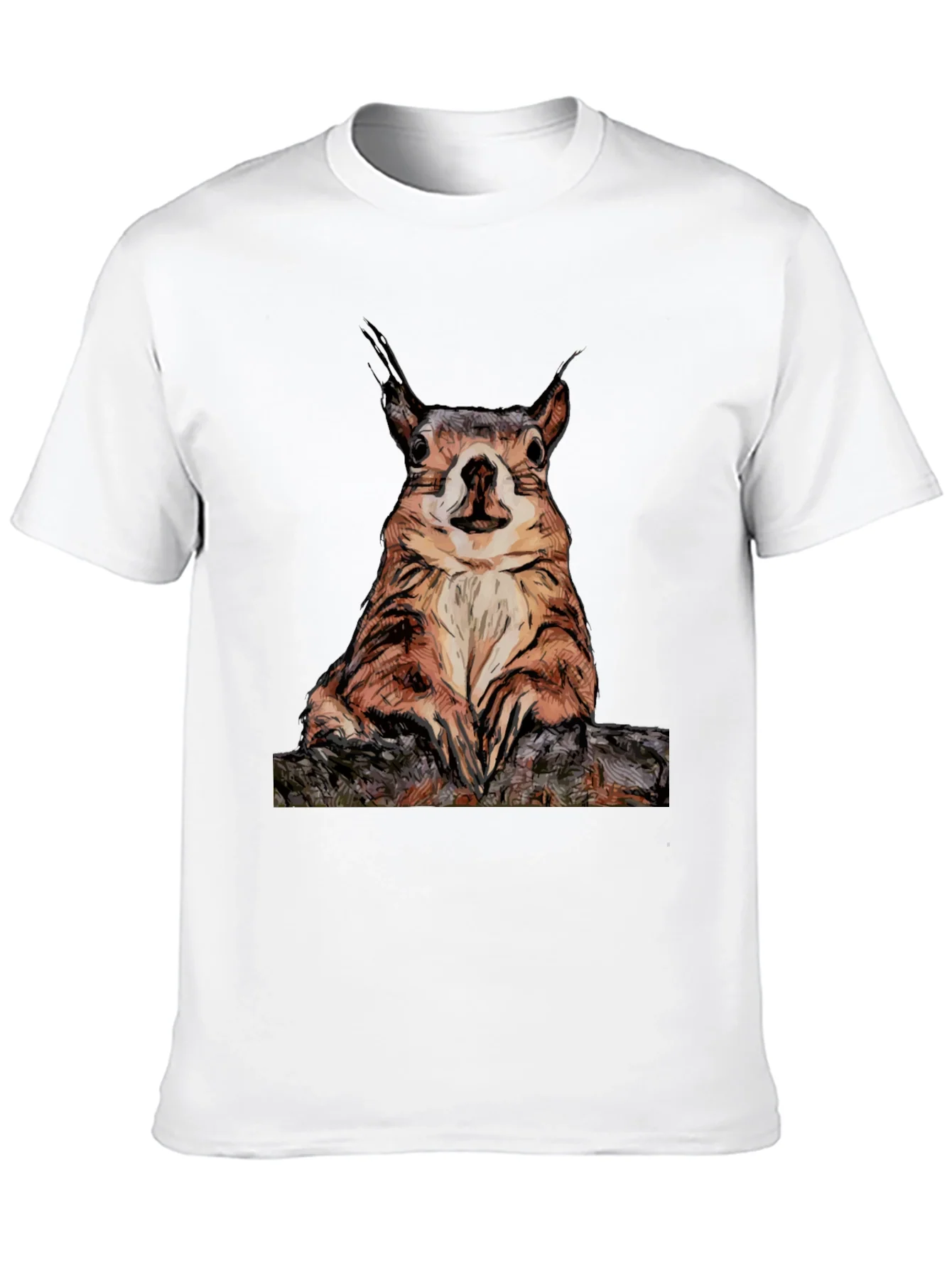 Squirrel Graphic Tee - Black Cotton T-Shirt