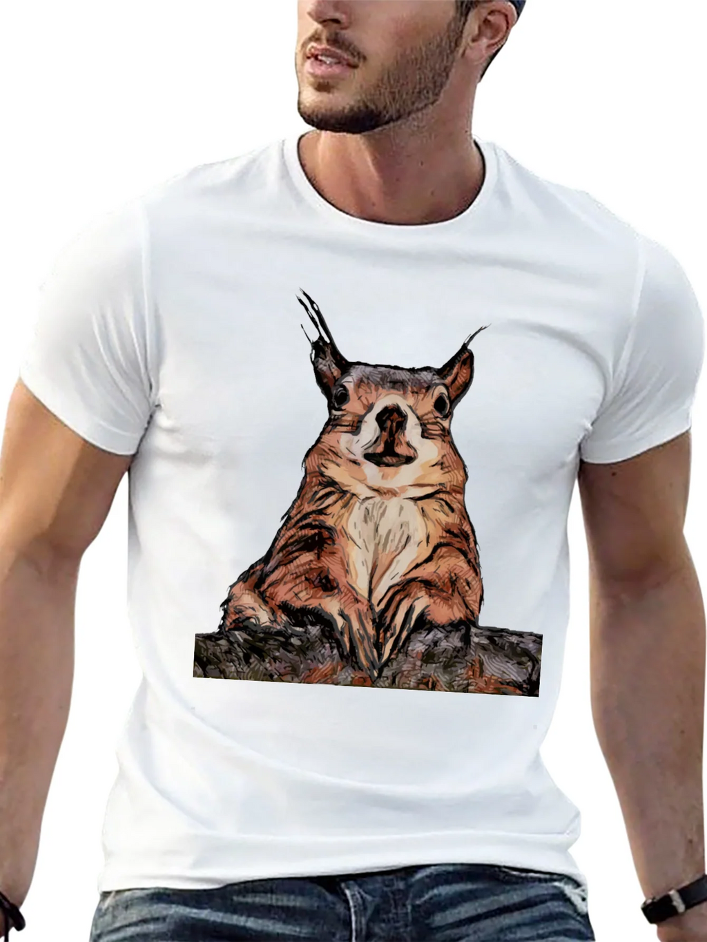 Squirrel Graphic Tee - Black Cotton T-Shirt