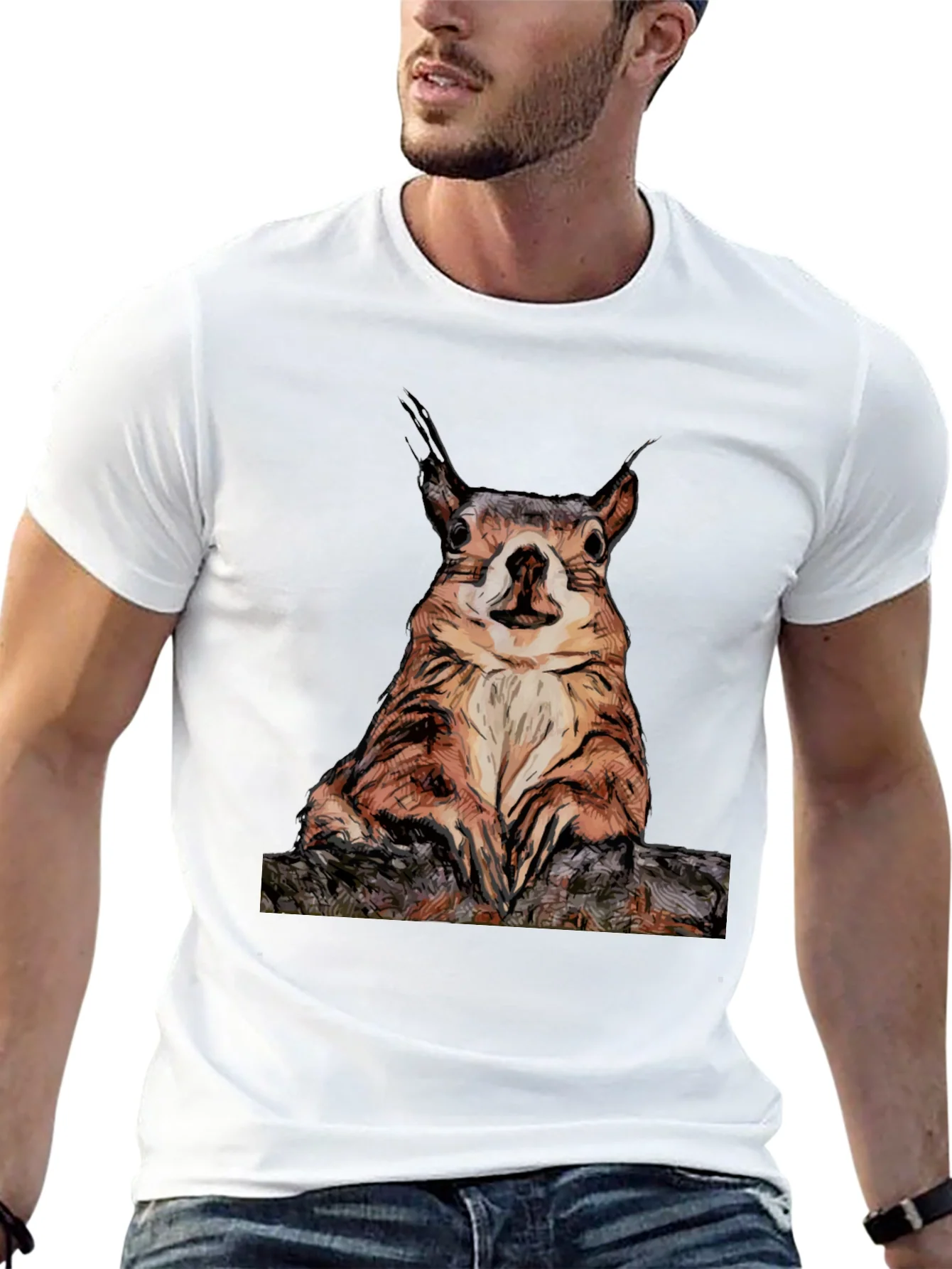 Squirrel Graphic Tee - Black Cotton T-Shirt