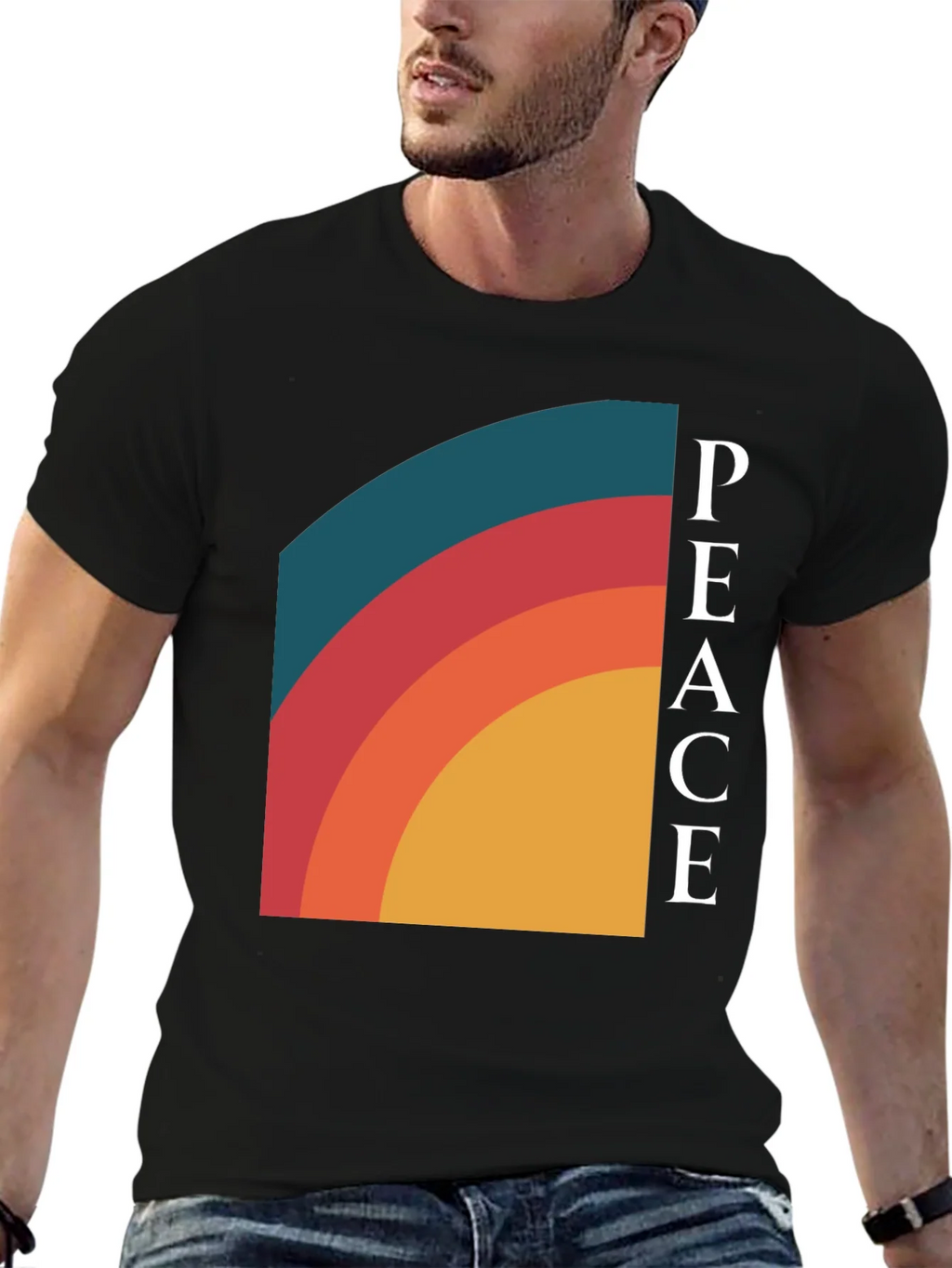 Peace Retro Rainbow Graphic Tee - Classic Fit