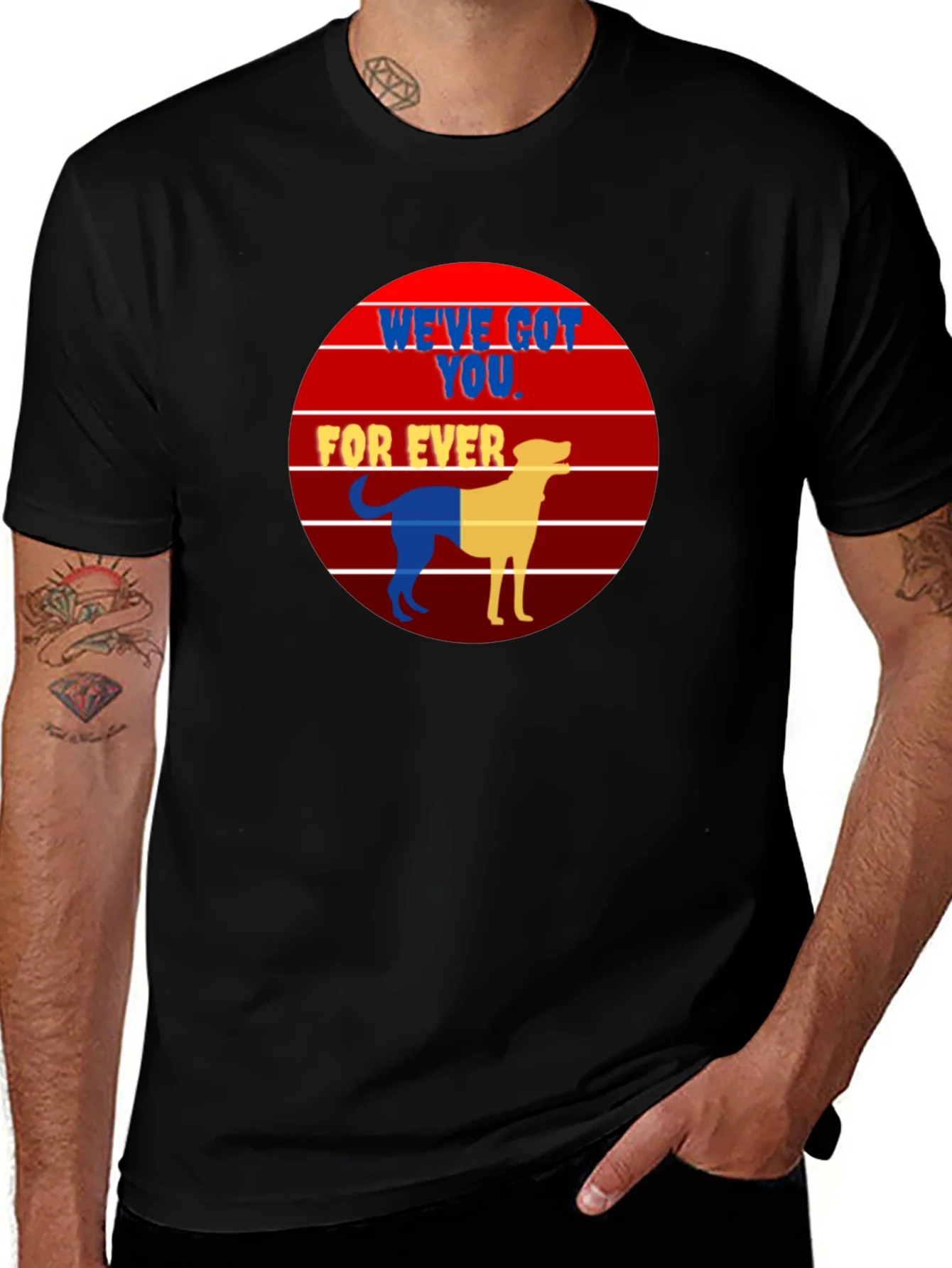 Dog Lover Graphic Tee: Weve Got You Forever Black T-Shirt