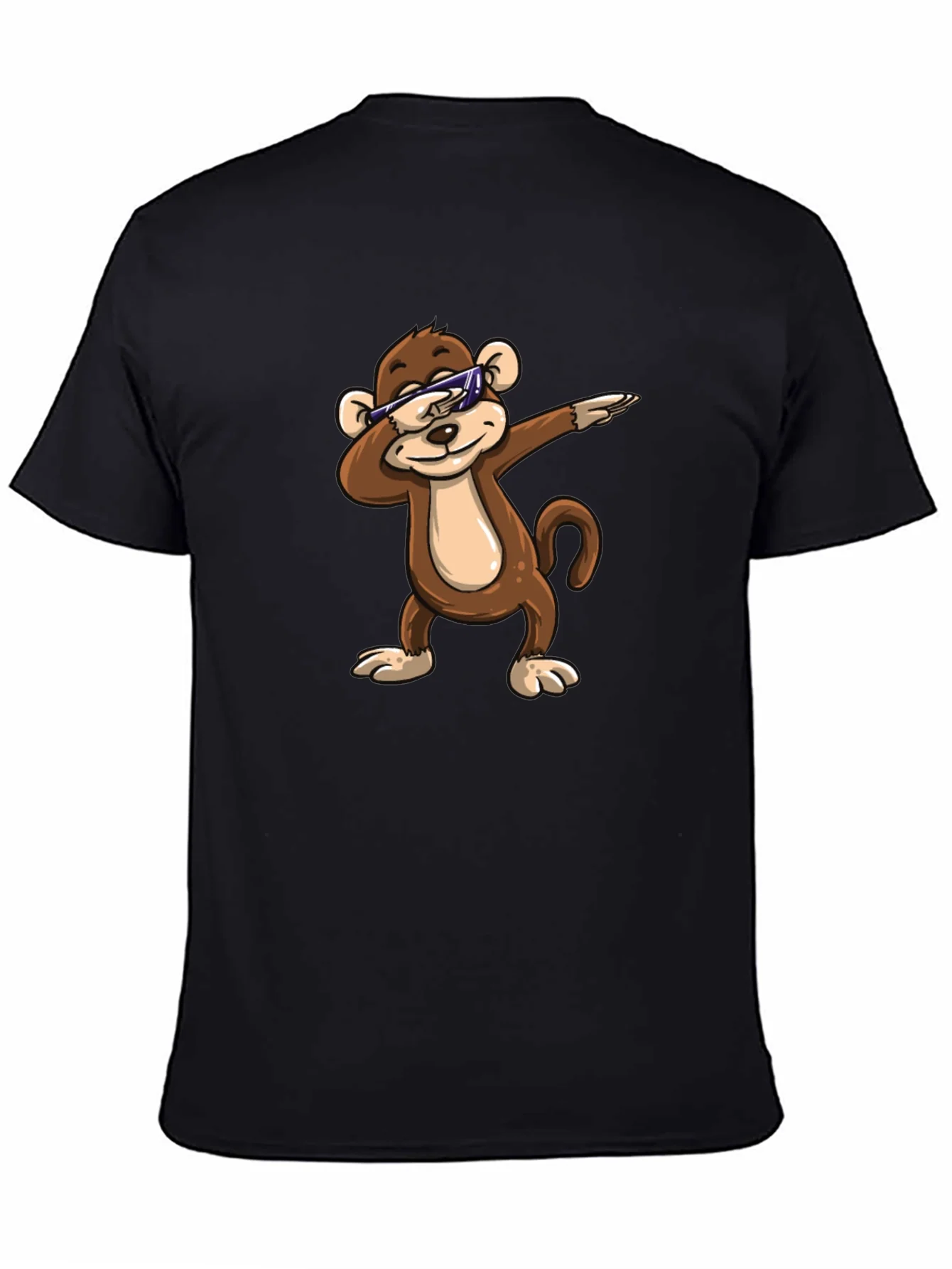 Cool Monkey Dabbing Graphic Tee - Black Cotton Shirt