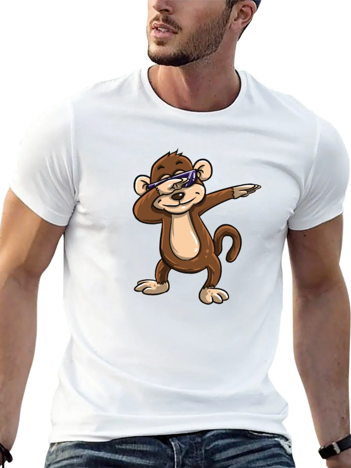 Cool Monkey Dabbing Graphic Tee - Black Cotton Shirt