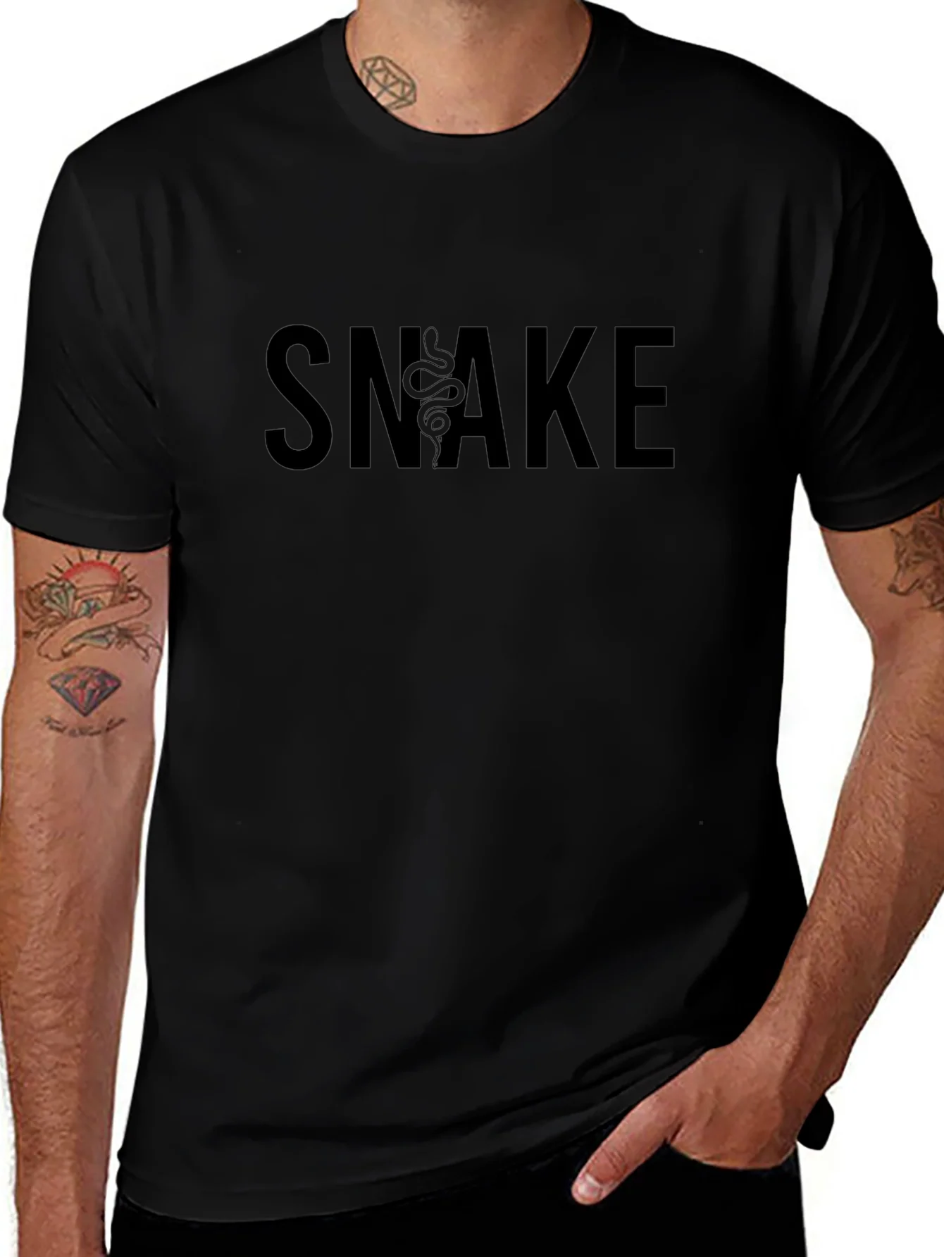 Snake Graphic Tee - Black Cotton Blend