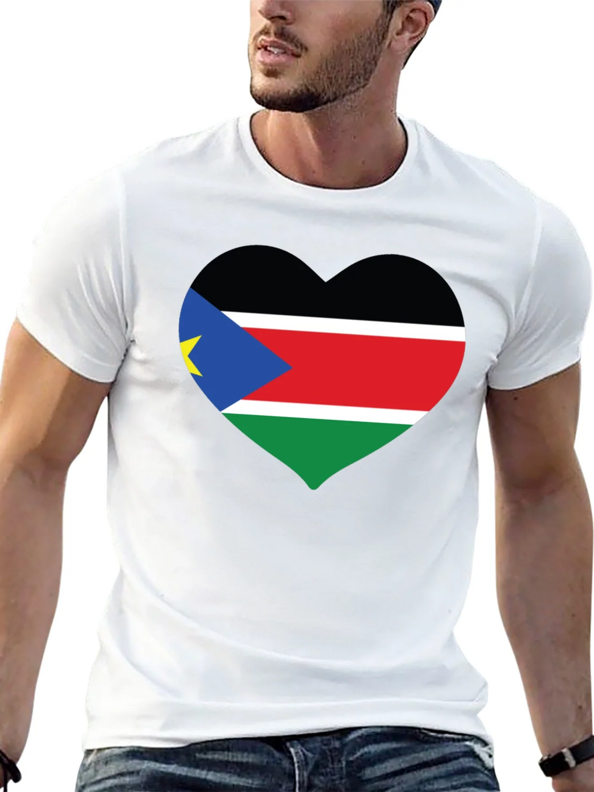 South Sudan Flag Heart T-Shirt