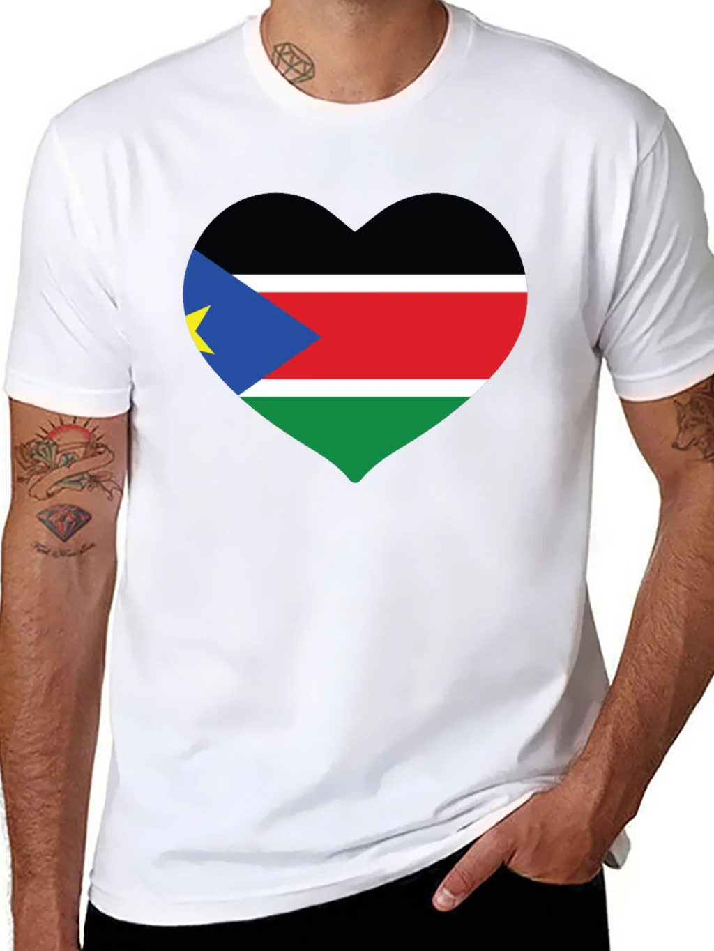 South Sudan Flag Heart T-Shirt