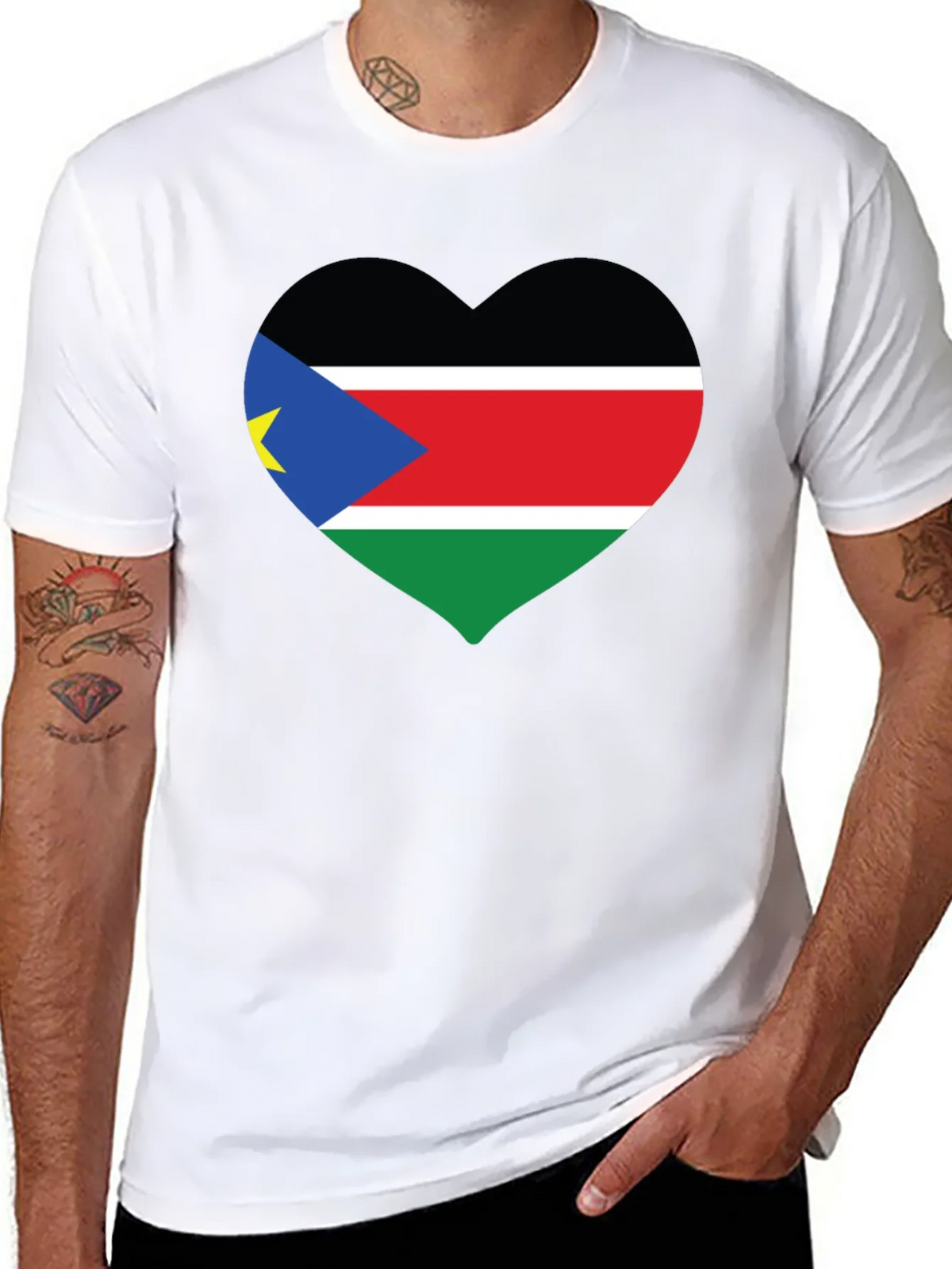 South Sudan Flag Heart T-Shirt