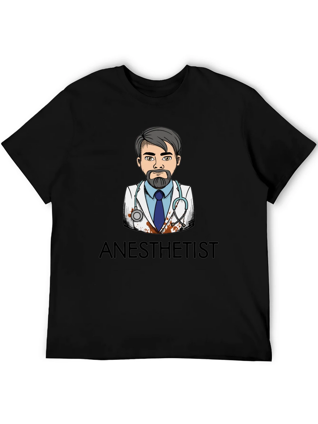 Anesthetist Cartoon Graphic Black T-Shirt