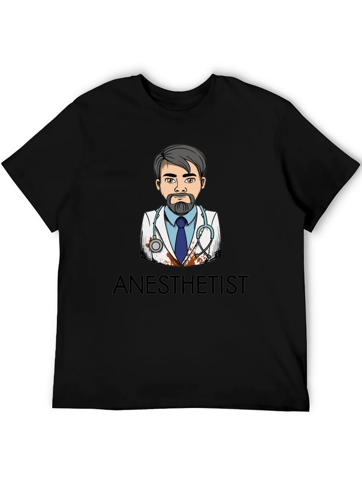 Anesthetist Cartoon Graphic Black T-Shirt