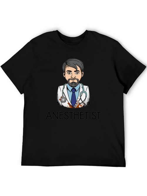 Anesthetist Cartoon Graphic Black T-Shirt