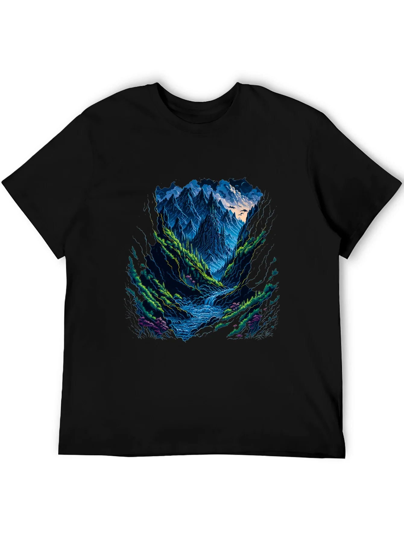 Mountain Stream Graphic Tee - Black