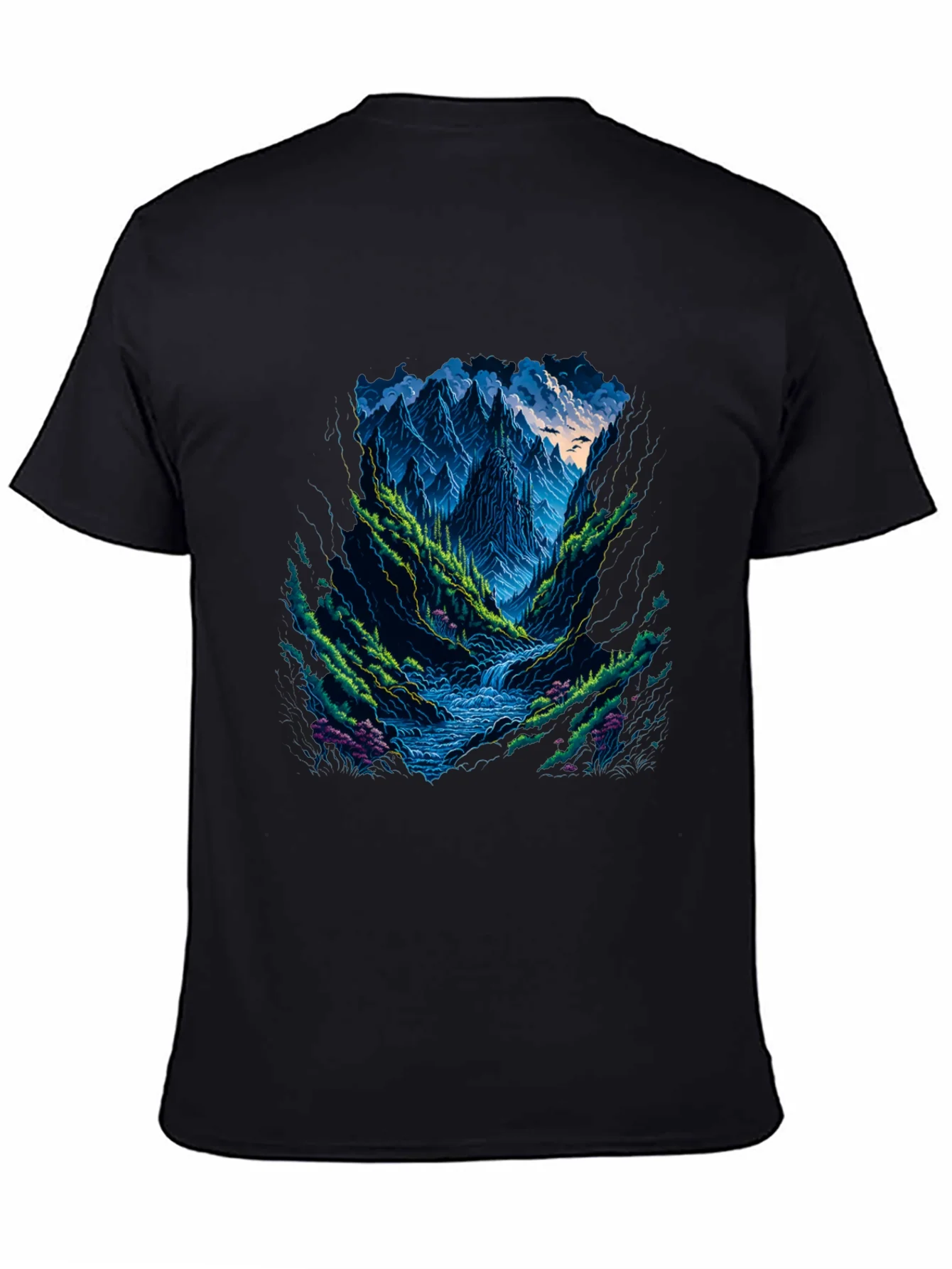 Mountain Stream Graphic Tee - Black