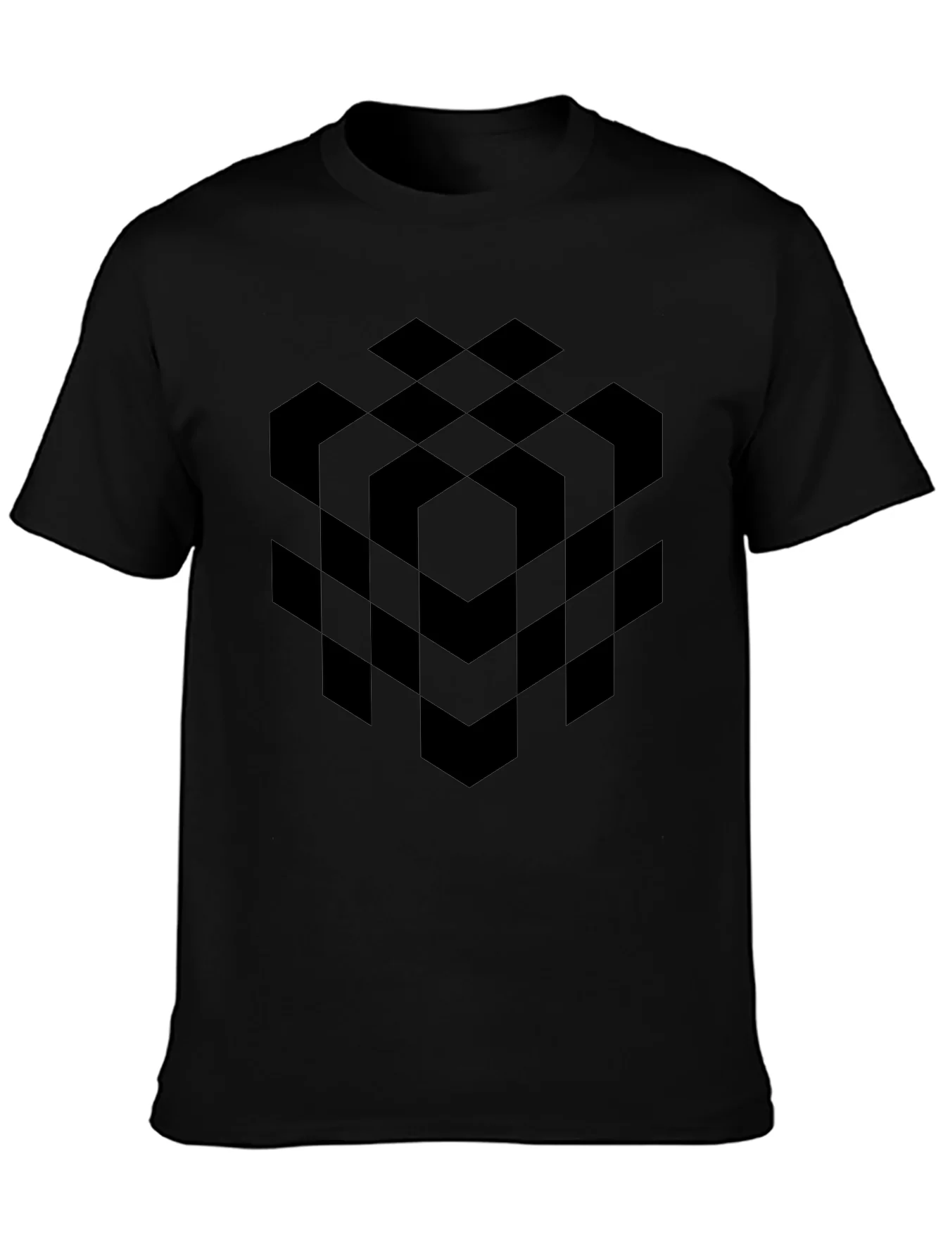 Abstract Geometric Cube Black T-Shirt