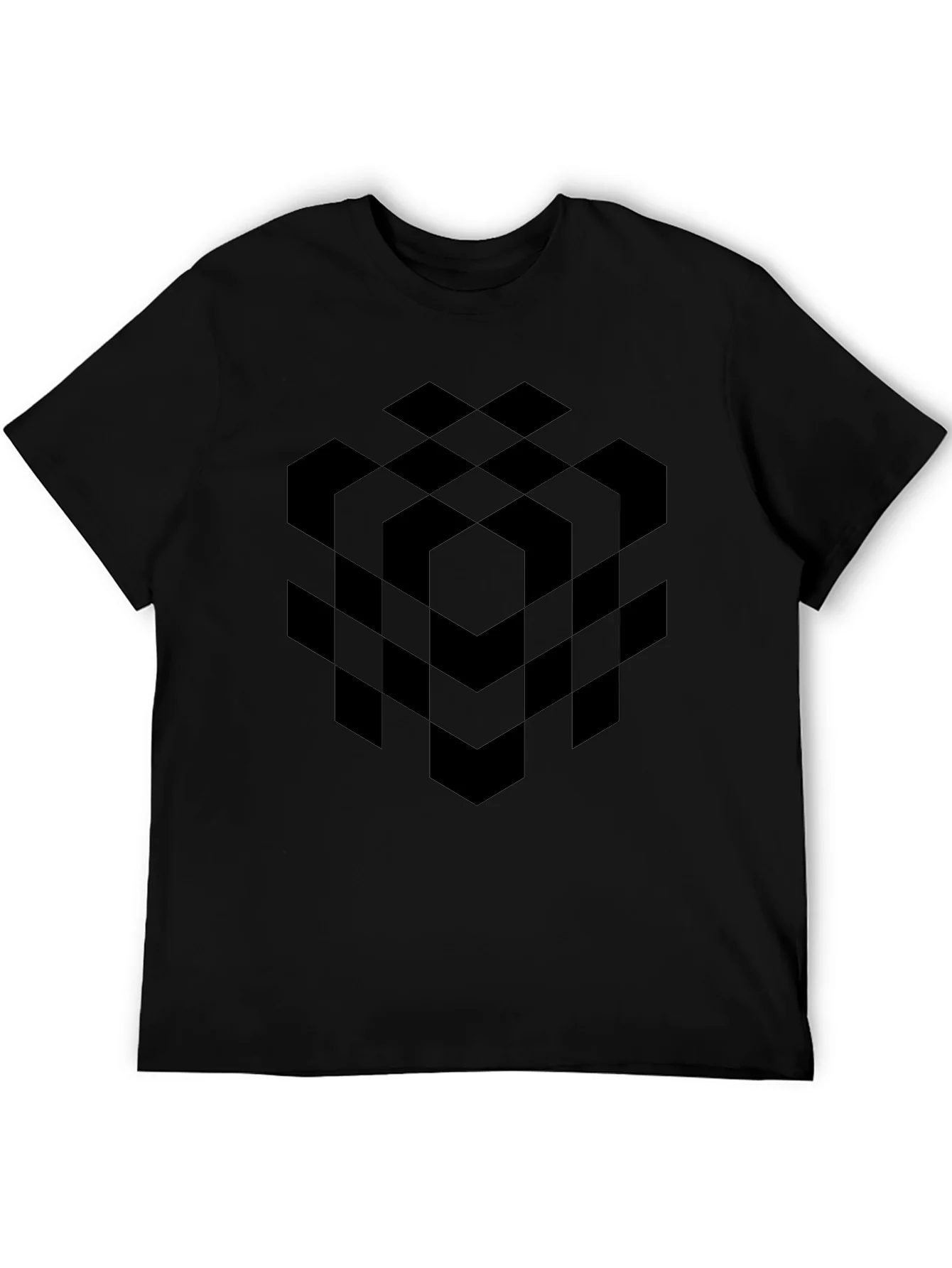 Abstract Geometric Cube Black T-Shirt