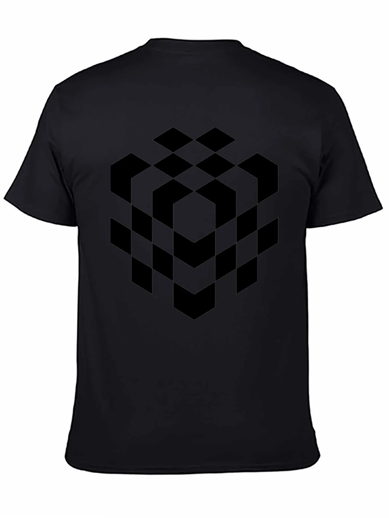 Abstract Geometric Cube Black T-Shirt