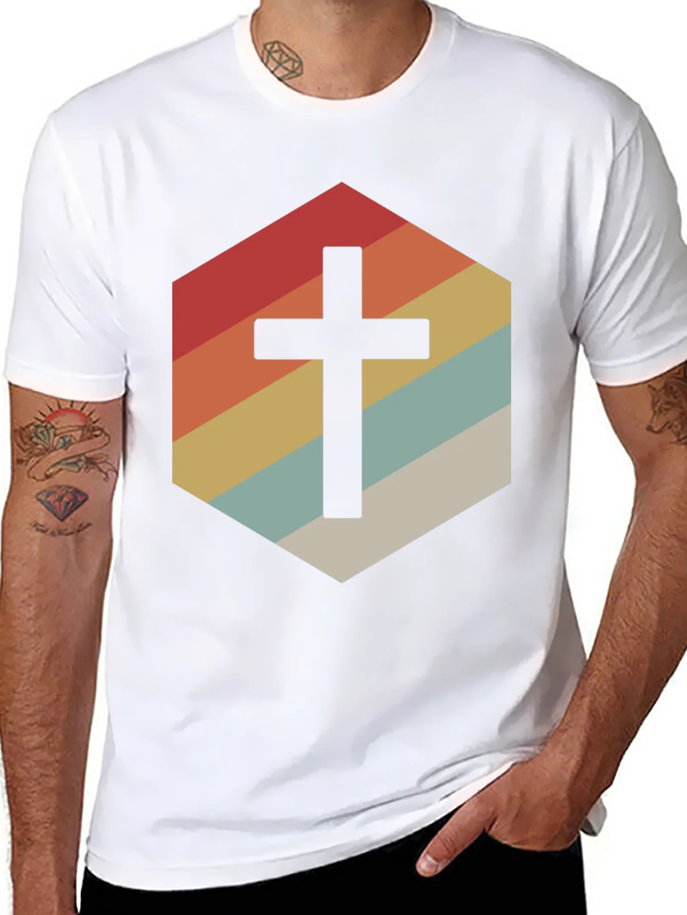 Retro Cross Graphic Tee - Stylish Religious Apparel