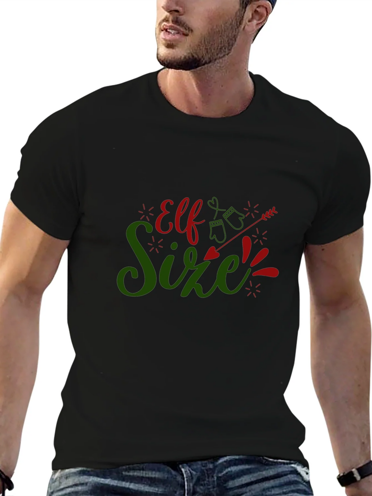 Elf Size Christmas T-Shirt - Holiday Fun!
