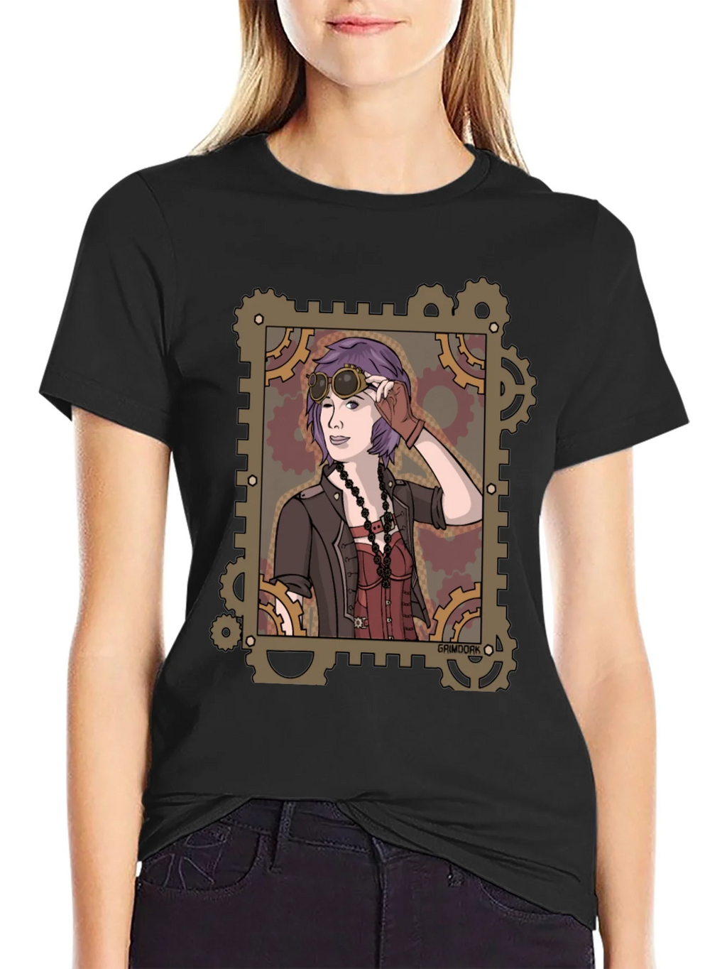 Steampunk Girl Graphic Tee - Gear Design