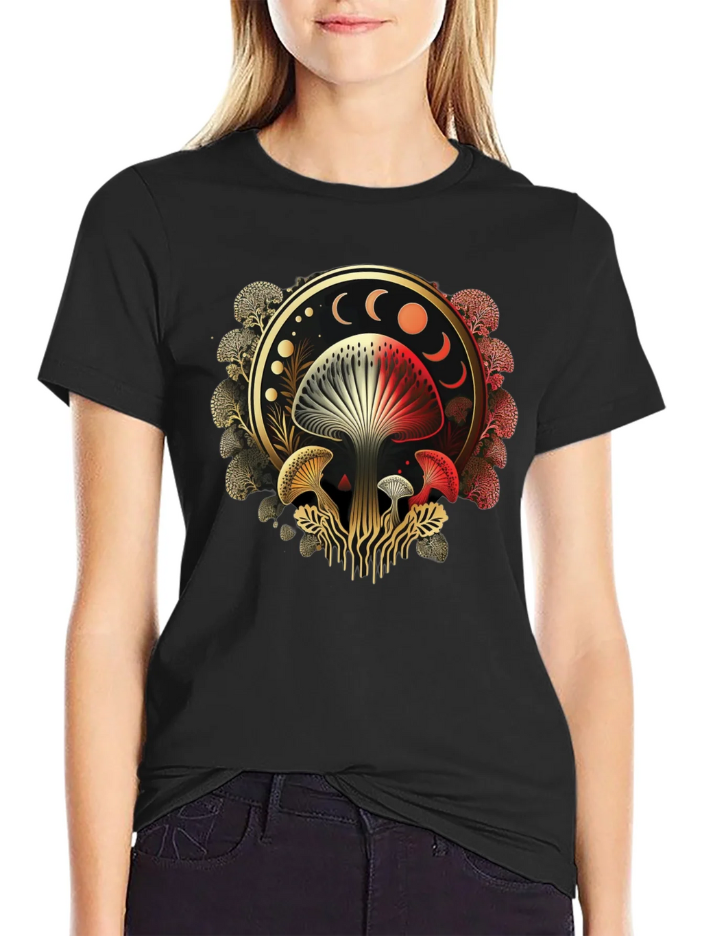 Mystic Mushroom Moon Phase Graphic Tee