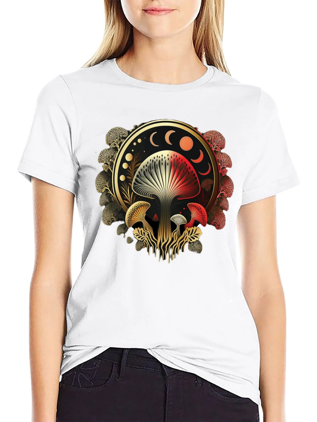 Mystic Mushroom Moon Phase Graphic Tee