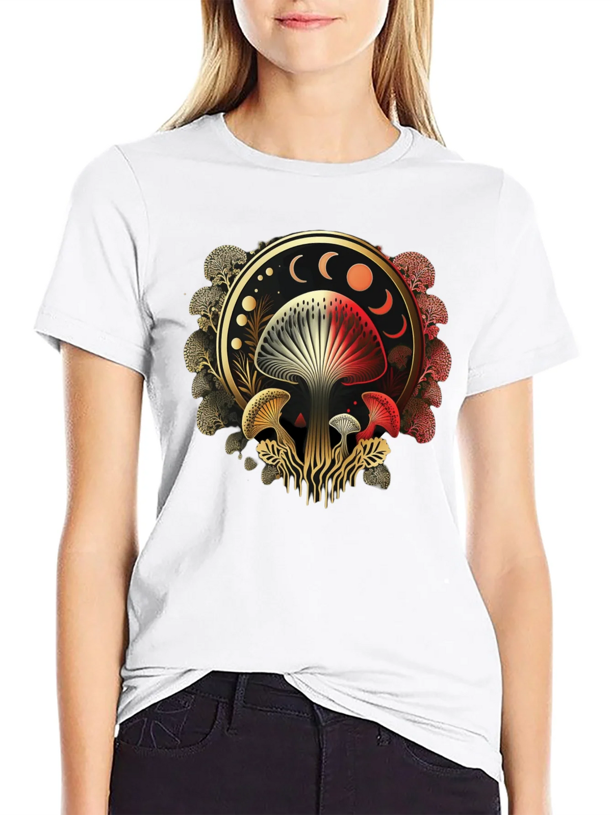 Mystic Mushroom Moon Phase Graphic Tee