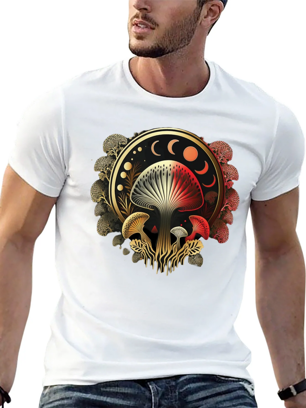 Mystic Mushroom Moon Phase Graphic Tee