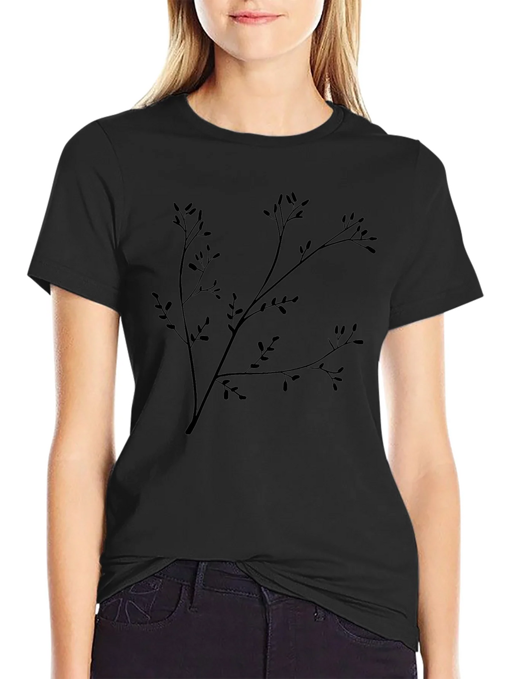 Black Branch Print T-Shirt