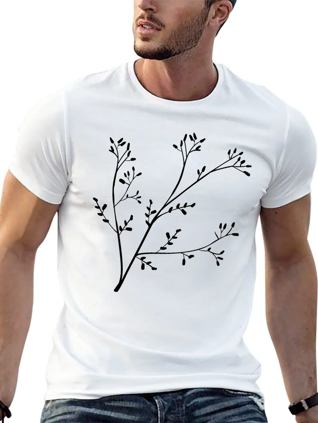 Black Branch Print T-Shirt