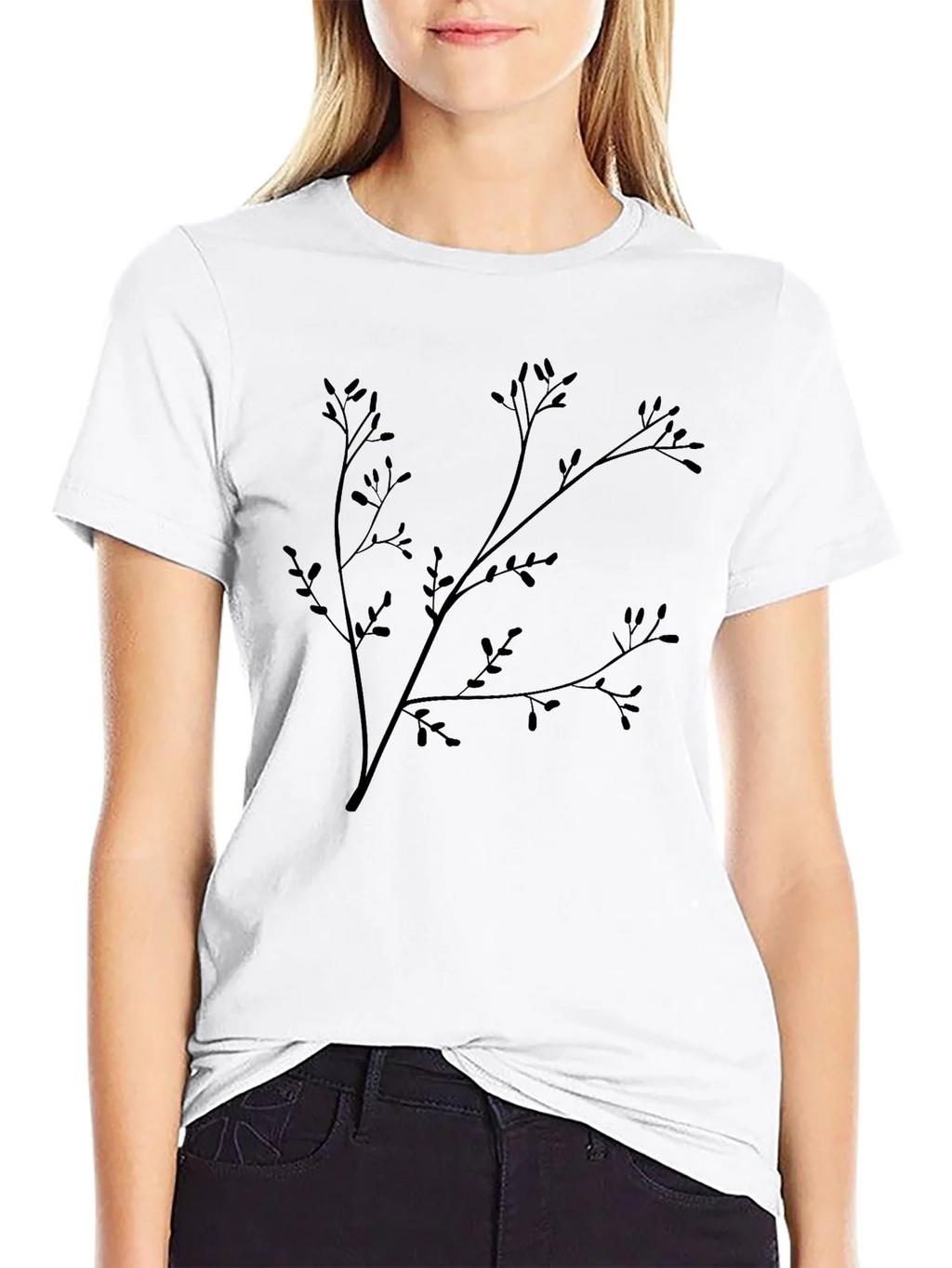 Black Branch Print T-Shirt